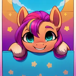 Size: 1024x1024 | Tagged: safe, derpibooru import, editor:siber, machine learning generated, purplesmart.ai, stable diffusion, sunny starscout, earth pony, pony, g5, cute, female, image, looking at you, mare, png, smiling, smiling at you, solo