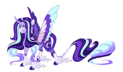 Size: 4600x2700 | Tagged: safe, artist:gigason, derpibooru import, oc, oc:aurora glow, alicorn, pony, colored wings, female, image, magical lesbian spawn, mare, multicolored wings, offspring, parent:princess luna, parent:starlight glimmer, png, quadrupedal, simple background, solo, transparent background, wings