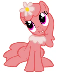 Size: 668x712 | Tagged: safe, derpibooru import, ponified, earth pony, pony, female, flower, flower in hair, foofa, g4, grin, image, mare, nick jr. flower bubble, png, rule 85, simple background, sitting, smiling, solo, white background, yo gabba gabba!