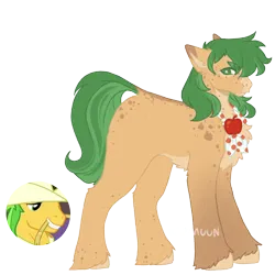 Size: 1000x1000 | Tagged: safe, artist:kazmuun, derpibooru import, bushel, hoss, earth pony, pony, apple family member, image, male, png, quadrupedal, simple background, solo, stallion, transparent background