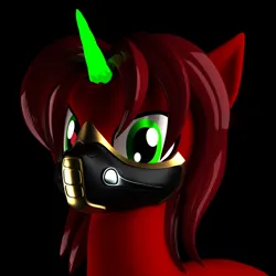 Size: 1200x1200 | Tagged: safe, artist:argos90, derpibooru import, oc, unofficial characters only, unicorn, 3d, 3d model, black background, bust, image, mask, png, portrait, simple background, solo