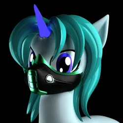 Size: 1200x1200 | Tagged: safe, artist:argos90, derpibooru import, oc, unofficial characters only, unicorn, 3d, 3d model, black background, bust, image, mask, png, portrait, simple background, solo