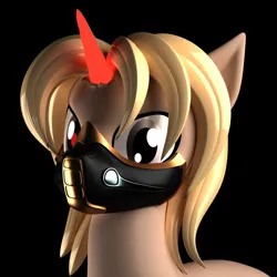 Size: 1200x1200 | Tagged: safe, artist:argos90, derpibooru import, oc, unofficial characters only, unicorn, 3d, 3d model, black background, bust, image, mask, png, portrait, simple background, solo