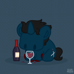 Size: 585x584 | Tagged: safe, artist:sugar morning, derpibooru import, oc, oc:slashing prices, unofficial characters only, pony, unicorn, alcohol, animated, colored hooves, commission, cute, gif, glass, horn, image, licking, mlem, red wine, silly, solo, tongue out, unicorn oc, watermark, wine, wine glass, ych result