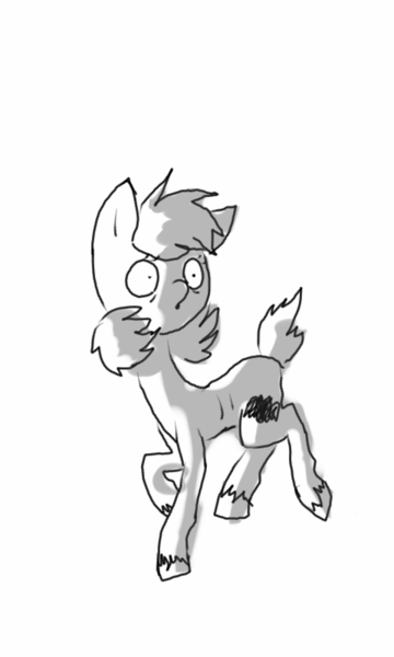 Size: 480x800 | Tagged: safe, artist:sporesgalaxy, derpibooru import, oc, oc:forty winks, unofficial characters only, earth pony, pony, black and white, grayscale, image, monochrome, png, simple background, solo, walking, white background