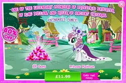 Size: 1958x1296 | Tagged: safe, derpibooru import, official, princess platinum, pony, unicorn, advertisement, costs real money, crown, english, female, gameloft, gem, horn, image, jewelry, jpeg, mantle, mare, mobile game, my little pony: magic princess, numbers, regalia, sale, solo, solo focus, text