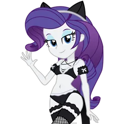 Size: 894x894 | Tagged: suggestive, artist:swiftgaiathebrony, derpibooru import, rarity, human, equestria girls, animal costume, belly button, cat costume, cat ears, cat tail, clothes, costume, cute, image, lidded eyes, looking at you, png, raribetes, raricat, sexy, smiling, solo, tail, tights, waving