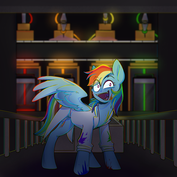 Size: 2000x2000 | Tagged: safe, derpibooru import, rainbow dash, pegasus, pony, fanfic:rainbow factory, fanfic art, female, image, png, rainbow factory dash, solo