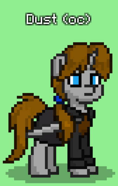 Size: 504x792 | Tagged: safe, derpibooru import, oc, oc:dust, unofficial characters only, pony, unicorn, pony town, armor, bodyguard, chestplate, clothes, duster, green background, image, leather, leather armor, male, png, ponytail, simple background, solo, stallion, sword, trenchcoat, twilight guard, weapon