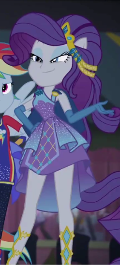 Size: 248x548 | Tagged: safe, derpibooru import, screencap, rainbow dash, rarity, cheer you on, equestria girls, equestria girls series, spoiler:eqg series (season 2), alternate hairstyle, belt, blue eyes, blue eyeshadow, cape, clothes, cute, diamonds, eyeshadow, flirting, gloves, image, jewelry, leg bracelet, lidded eyes, long gloves, makeup, offscreen character, offscreen human, pearl, png, ponied up, pony ears, purple hair, ready to fight, sleeveless, smug, super ponied up, tiara, toga, white skin