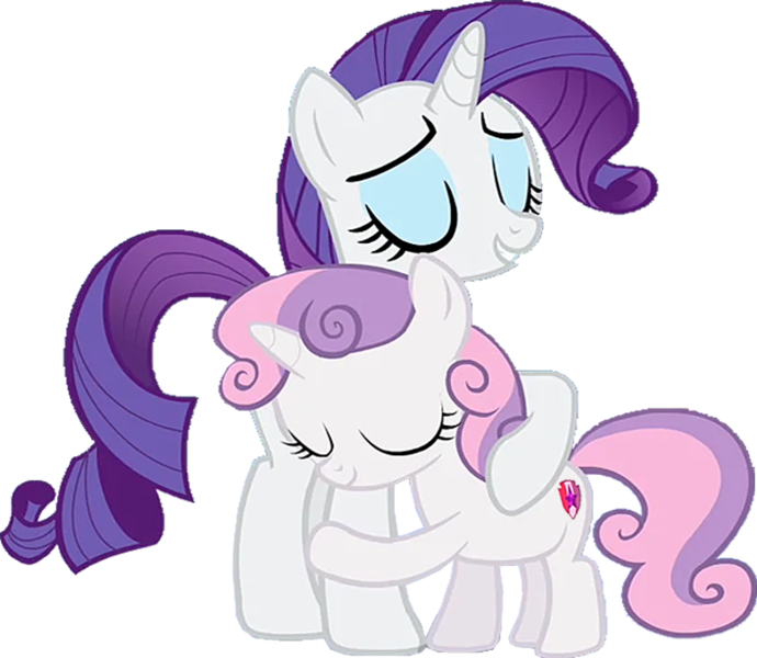 Size: 781x679 | Tagged: safe, derpibooru import, editor:incredibubbleirishguy, rarity, sweetie belle, pony, unicorn, for whom the sweetie belle toils, background removed, eyes closed, female, filly, grin, hug, image, png, sibling love, siblings, simple background, sisterly love, sisters, smiling, sweetie belle's cutie mark, transparent background