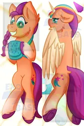 Size: 1000x1493 | Tagged: safe, artist:exobass, derpibooru import, sunny starscout, alicorn, earth pony, g5, bag, body pillow, crystal, earth pony crystal, image, pegasus crystal, png, unicorn crystal, unity crystals