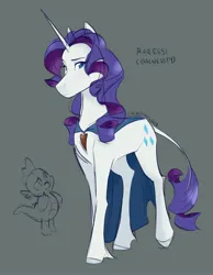 Size: 3109x4000 | Tagged: safe, artist:ethereanunicorn, derpibooru import, rarity, spike, classical unicorn, pony, unicorn, cape, clothes, cloven hooves, crossover, daenerity, daenerys targaryen, game of thrones, image, jpeg, leonine tail, solo, unshorn fetlocks