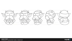Size: 1280x720 | Tagged: safe, artist:lindsay towns, derpibooru import, winter sprite, them's fightin' herds, community related, concept art, facial hair, image, male, monochrome, moustache, png, reference sheet, simple background, turnaround, vetr (tfh), white background