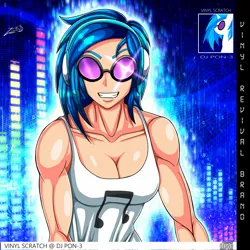 Size: 2048x2048 | Tagged: safe, artist:zecruschan17, derpibooru import, vinyl scratch, human, breasts, busty vinyl scratch, cleavage, female, humanized, image, jpeg, solo