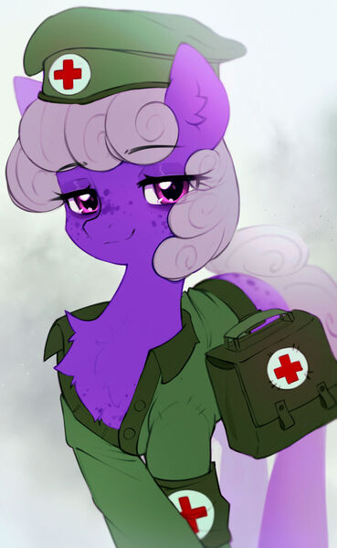 Size: 1280x2079 | Tagged: safe, artist:astralblues, derpibooru import, oc, oc:natrix capefiv, earth pony, pony, beret, clothes, female, hat, image, jpeg, mare, military uniform, solo, uniform