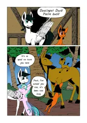 Size: 905x1280 | Tagged: safe, artist:darkhestur, derpibooru import, oc, oc:dark, oc:dustlight, oc:knight, oc:morro, earth pony, flutter pony, pegasus, comic, image, panels, png, speech bubble, tumblr comic