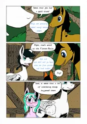 Size: 905x1280 | Tagged: safe, artist:darkhestur, derpibooru import, oc, oc:dark, oc:dustlight, oc:knight, unofficial characters only, earth pony, flutter pony, pegasus, comic, image, panels, png, speech bubble, tumblr comic