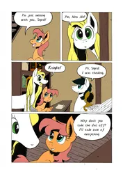 Size: 905x1280 | Tagged: safe, artist:darkhestur, derpibooru import, oc, oc:honey ale, oc:knight, oc:sigrid, earth pony, comic, image, interior, panel, png, speech bubble, tumblr comic