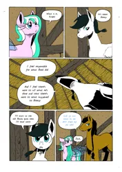 Size: 905x1280 | Tagged: safe, artist:darkhestur, derpibooru import, oc, oc:dark, oc:dustlight, oc:knight, earth pony, flutter pony, pegasus, comic, image, interior, panels, png, speech bubble, tumblr comic