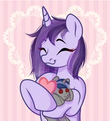 Size: 2438x2675 | Tagged: safe, artist:dubina, derpibooru import, oc, oc:dreaming bell, oc:dreaming star, unofficial characters only, pony, unicorn, cute, female, heart, heart pillow, horn, image, mare, ocbetes, pillow, plushie, png, solo, unicorn oc