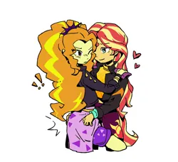 Size: 1926x1754 | Tagged: suggestive, artist:yanming98294, derpibooru import, adagio dazzle, sunset shimmer, equestria girls, butt grab, butt touch, grope, heart, hug, image, png, shipping, simple background, white background