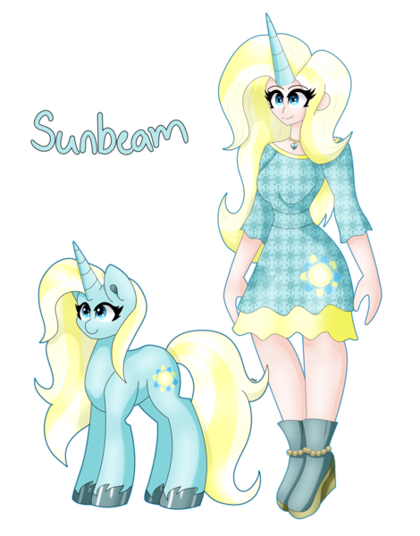 Size: 4922x6290 | Tagged: safe, artist:dazzlingmimi, derpibooru import, sunbeam, human, g1, g1 to g4, g4, generation leap, horn, horned humanization, humanized, image, png, self paradox, self ponidox, simple background, transparent background