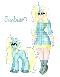 Size: 4922x6290 | Tagged: safe, artist:dazzlingmimi, derpibooru import, sunbeam, human, g1, g1 to g4, g4, generation leap, horn, horned humanization, humanized, image, png, self paradox, self ponidox, simple background, transparent background