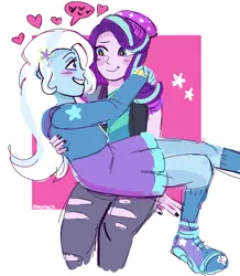 Size: 1151x1320 | Tagged: safe, artist:cherivinca, derpibooru import, starlight glimmer, trixie, equestria girls, female, image, jpeg, lesbian, shipping, startrix