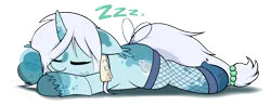 Size: 3000x1158 | Tagged: safe, artist:aaathebap, derpibooru import, oc, oc:feeble fate, ghost, ghost pony, pony, undead, female, fishnets, image, mare, png, sleeping, snuggling