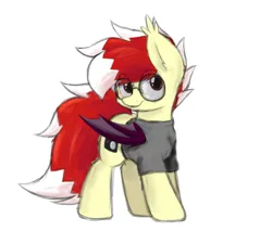 Size: 2221x1891 | Tagged: safe, artist:aaathebap, derpibooru import, oc, oc:aaaaaaaaaaa, unofficial characters only, bat pony, pony, bat pony oc, bat wings, clothes, glasses, image, looking offscreen, male, png, shirt, simple background, solo, t-shirt, white background, wings