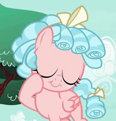 Size: 428x450 | Tagged: safe, derpibooru import, screencap, cozy glow, pegasus, pony, marks for effort, animated, cozybetes, cute, female, filly, foal, gif, image, one eye closed, solo, wink