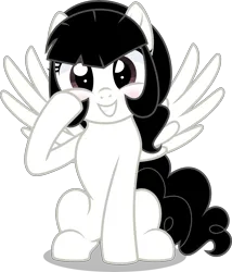 Size: 5000x5842 | Tagged: safe, artist:n0kkun, derpibooru import, oc, oc:marie, pegasus, commission, cute, female, image, looking at you, png, simple background, smiling, smiling at you, solo, transparent background, wings