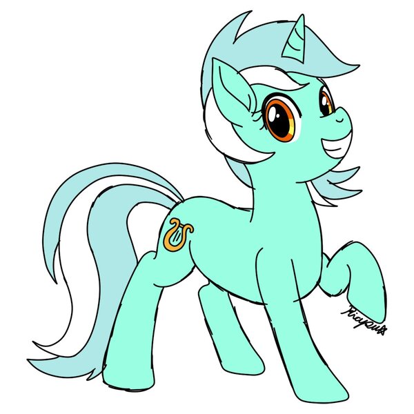 Size: 1200x1200 | Tagged: safe, artist:riapu_san368, derpibooru import, lyra heartstrings, pony, unicorn, female, image, jpeg, mare, simple background, solo, white background