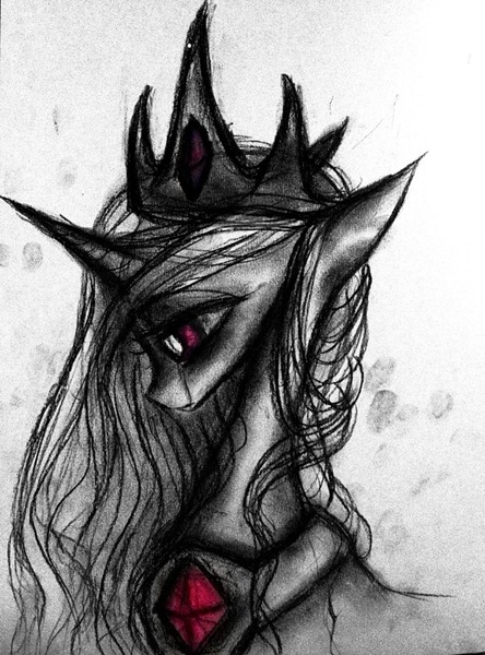 Size: 540x730 | Tagged: safe, artist:luted, derpibooru import, princess celestia, alicorn, pony, bust, charcoal (medium), crown, image, jewelry, jpeg, monochrome, neo noir, partial color, regalia, solo, traditional art, watercolor painting