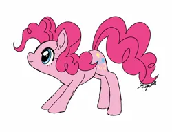 Size: 1560x1200 | Tagged: safe, artist:riapu_san368, derpibooru import, pinkie pie, earth pony, pony, female, image, jpeg, mare, simple background, solo, white background