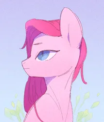 Size: 1074x1256 | Tagged: safe, artist:deadgirliee, derpibooru import, pinkie pie, earth pony, pony, bust, female, gradient background, image, mare, pinkamena diane pie, png, solo, turned head