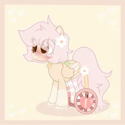 Size: 2048x2048 | Tagged: safe, artist:moonydropps, derpibooru import, oc, unofficial characters only, pegasus, pony, blushing, clothes, flower, flower in hair, hair, image, jpeg, mane, red eyes, smiling, socks, solo, tail, wings