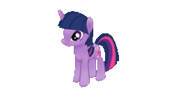 Size: 796x448 | Tagged: safe, editor:anonymous, twilight sparkle, pony, unicorn, 3d, 3d model, animated, dancing, female, gameloft, gif, image, loop, mare, multicolored mane, multicolored tail, open mouth, open smile, purple coat, purple eyes, simple background, smiling, solo, transparent background, unicorn twilight