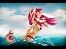 Size: 7200x5400 | Tagged: suggestive, artist:imafutureguitarhero, derpibooru import, sunset shimmer, anthro, classical unicorn, pony, unicorn, 3d, adorasexy, arm fluff, arm freckles, bikini, bikini bottom, bikini top, black bars, body freckles, breasts, cheek fluff, chromatic aberration, clothes, cloud, cloudy, cloven hooves, cute, ear fluff, ear freckles, elbow fluff, eyes closed, female, film grain, fluffy, fluffy hair, fluffy mane, fluffy tail, freckles, fur, horn, image, jpeg, leaning forward, leg fluff, leg freckles, leonine tail, long hair, long mane, mare, multicolored hair, multicolored mane, multicolored tail, nose wrinkle, ocean, outdoors, paintover, partially submerged, peppered bacon, reasonably sized breasts, revamped anthros, revamped ponies, sexy, shoulder fluff, shoulder freckles, sideboob, signature, smiling, solo, source filmmaker, splash, splashing, standing in water, swimsuit, tail, tail fluff, unshorn fetlocks, wall of tags, water, wet, wet fur, wet mane, wind, windswept hair, windswept mane