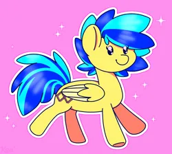 Size: 1382x1240 | Tagged: safe, artist:koapony, derpibooru import, oc, oc:koa, unofficial characters only, pegasus, pony, colored wings, colored wingtips, eye clipping through hair, image, jpeg, smiling, solo, sparkles, two toned wings, wings