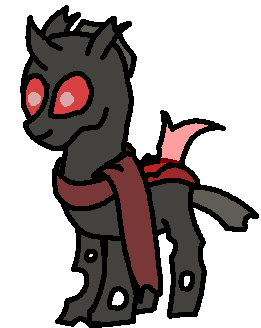 Size: 261x328 | Tagged: safe, derpibooru import, oc, unofficial characters only, changeling, clothes, image, png, red changeling, red eyes, scarf, simple background, solo, transparent background