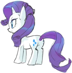 Size: 710x721 | Tagged: safe, artist:sibashen, derpibooru import, rarity, pony, unicorn, butt, female, image, mare, png, simple background, solo, white background