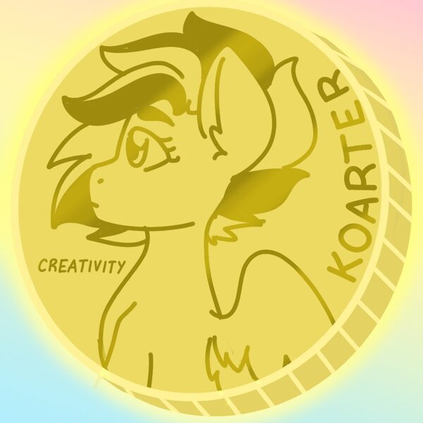 Size: 921x921 | Tagged: safe, artist:koapony, derpibooru import, oc, oc:koa, unofficial characters only, pegasus, pony, bits, coin, gold, gold coins, image, jpeg, profile, solo, spread wings, wings