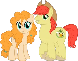 Size: 6136x4862 | Tagged: safe, artist:jhayarr23, derpibooru import, bright mac, pear butter, earth pony, pony, the perfect pear, absurd resolution, brightbutter, cutie mark, dimples, female, happy, image, male, mare, png, shipping, simple background, stallion, straight, transparent background, vector