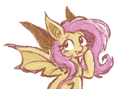 Size: 443x314 | Tagged: safe, artist:fizpup, derpibooru import, fluttershy, bat pony, pony, bat ponified, fangs, flutterbat, image, png, race swap, simple background, solo, white background