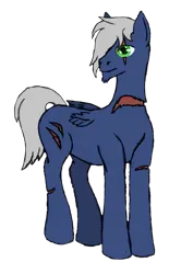 Size: 1911x3091 | Tagged: safe, artist:exhumed legume, derpibooru import, oc, unofficial characters only, pegasus, pony, amputee, digitally colored, eye scar, facial scar, hair over one eye, image, male, missing wing, mixed media, pencil drawing, png, ponybooru collab 2022, scar, simple background, solo, stallion, traditional art, transparent background