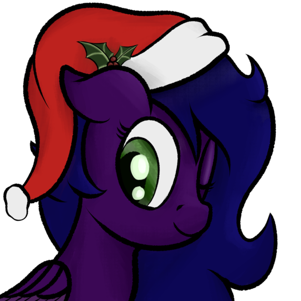 Size: 1000x1000 | Tagged: safe, artist:ahorseofcourse, derpibooru import, oc, oc:midnight lily, unofficial characters only, pegasus, pony, christmas, hat, holiday, holly, image, png, santa hat, solo