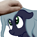 Size: 150x150 | Tagged: safe, artist:ahorseofcourse, derpibooru import, oc, oc:belle luga, unofficial characters only, whale, animated, gif, gif for breezies, hand, image, petpet, petting, picture for breezies, simple background, transparent background, whale pony