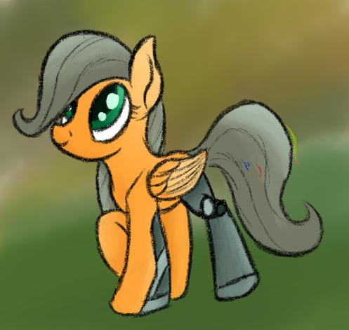 Size: 497x471 | Tagged: safe, artist:ahorseofcourse, derpibooru import, oc, oc:autumn wren, unofficial characters only, pegasus, pony, robot, cute, discord bot, female, filly, foal, image, png, solo focus